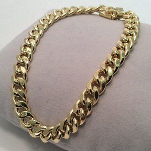 10K YELLOW REAL GOLD HOLLOW MIAMI BRACELET 8 inch 13.1gr
